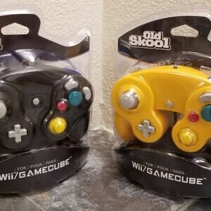 2 Gamecube Controllers - Black & Orange (NEW) - Nintendo - Old Skool